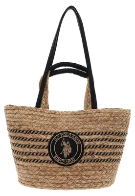 Produktbild von U.S. POLO ASSN. Handtasche Umhängetasche Somerset Double Handle Bag Straw / Poly / Jute Black beige