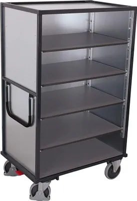 Produktbild von VARIOfit Etagenwagen, außen Stahlblech mit Schiebebügel und 5 Ladeflächen 1245x785mm Anthrazitgrau RAL 7016