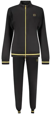 Produktbild von Stilvoller Damen-Trainingsanzug Schwarz mit Strass und Kontrastdetails