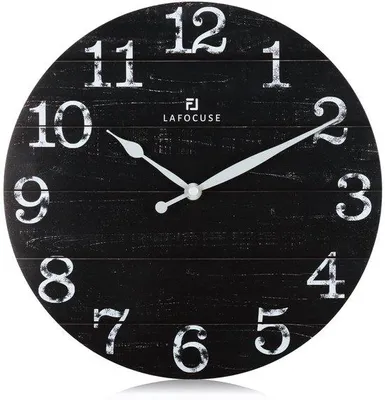 Image de Horloge murale Houtene de style vintage, horloge murale rétro noire, décoration shabby chic sans pendule pour le salon, la chambre, la cuisine ou le bureau, 30 cm