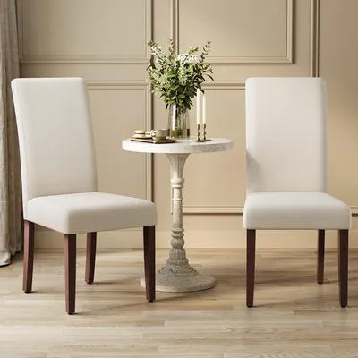 Produktbild von VASAGLE Esszimmerstuhl 2er Set, Küchenstuhl, Parsons-Stuhl, hohe Rückenlehne, für Esszimmer und Küche, dickes Sitzkissen, 58 x 48 x 99 cm, cremeweiß