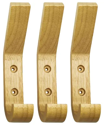 3er-Set J-förmige Wandhaken aus Eichenholz, Vintage, dekorativ
