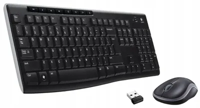 Obrázek produktu pro Logitech MK270, Plná velikost (100 %), Bezdrátový, RF bezdrátový, QWERTY, Černá, Obsahuje myš
