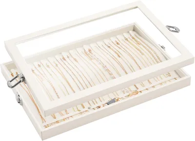Produktbild von Schmuckkästchen mit Deckel, Aufbewahrungsbox für Halsketten, Schubladen-Schmuckorganizer – Beige