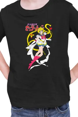 Zdjęcie produktu dla Koszulka Dziecięca Manga Japan Anime Comics Animation Sailor Anime Manga Moon 0020, 9-11 Jahr - 140 / Czarny