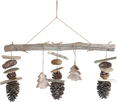 Produktbild von XL Weihnachts Holz Mobile Fensterdekoration Hänger Baum Tannenzapfen