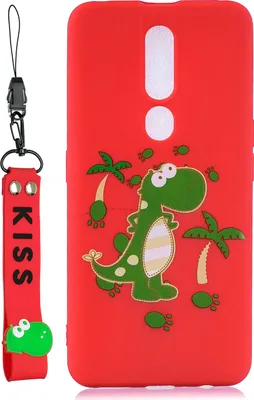 Produktbild von Für OPPO F11 PRO Cartoon Lovely Coloured Painted Soft TPU Rückenbezug rutschfest Full Protective Case mit Lanyard rot
