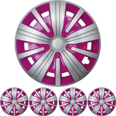 Produktbild von 16 ZOLL 4x PREMIUM DESIGN Radkappen Radzierblenden Spinel BIS in Silber / Pink