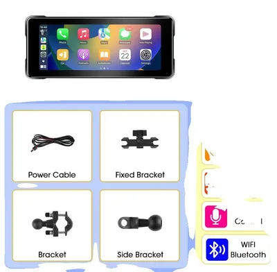 Zdjęcie produktu dla Nawigacja GPS do motocykli, wodoodporna, z bezprzewodowym połączeniem, ekran 6,86 cala