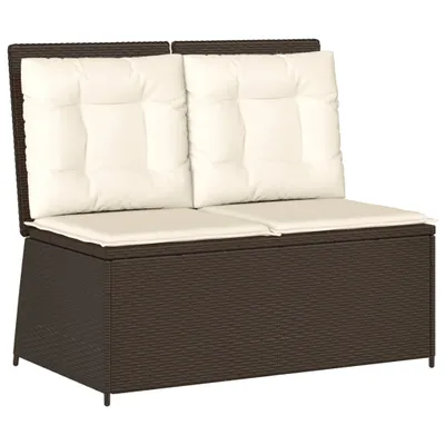 Immagine prodotto di vidaXL Panchina da giardino regolabile con cuscino in Poly Rattan marrone