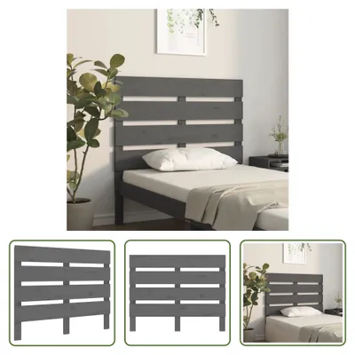 Produktbild von The Living Store Kopfteil Grau 100x3x80 cm Massivholz Kiefer