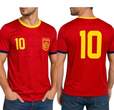 Produktbild von Unisex Fußballshirt Spanien mit Rückennummer 10 in Rot