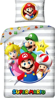 Produktbild von Super Mario Luigi Toady Peach Bettwäsche Set 135/140x200 60x70 cm