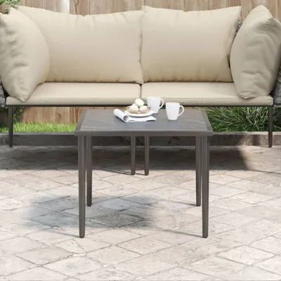 Produktbild von Gartentisch Grau 48x48x37 cm Stahl, Gartensofas DesignMöbel