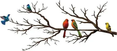 Image de Décoration murale « Oiseaux métalliques colorés » au style vintage, petite taille, pour l'extérieur, le jardin ou le balcon