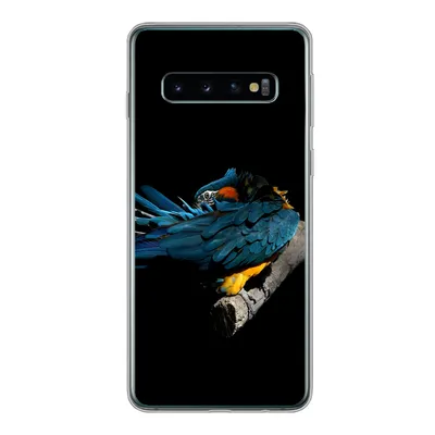 Produktbild von MuchoWow® Handyhülle Schutzhülle Hülle für Samsung Galaxy S10 Vogel - Federn - Zweig - Schwarz Silikon Softcase Handy Hülle - Handytasche