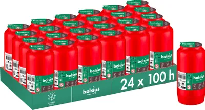 Produktbild von Bolsius 24er Set Grabkerzen, rot