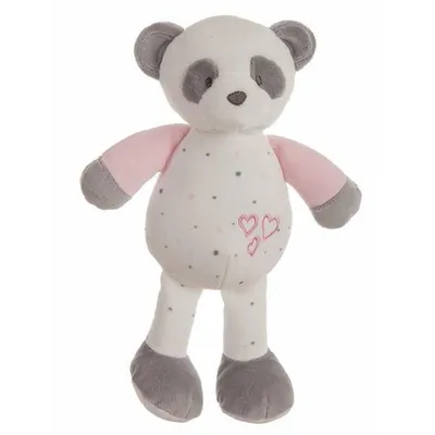 Produktbild von Rosa Plüschtier mit Pandaknochen-Design, 28 cm groß, für Kinder ab 3 Jahren