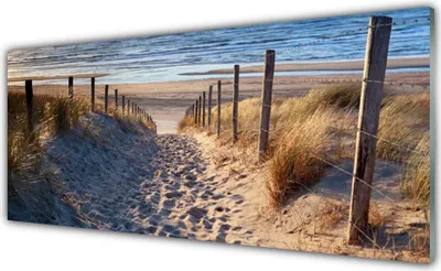 Produktbild von Acrylglasbilder 125x50 Wandbild Druck Fußpfad Meer Landschaft