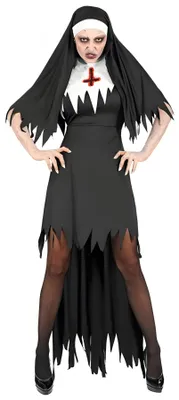 Obrázok produktu pre Hororový kostým mníšky na Halloween pre ženy | Čierna veľkosť: XS