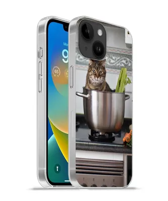 Produktbild von MuchoWow® Handyhülle Schutzhülle Hülle für Apple iPhone 14 - Softcase Katze - Pfanne - Küche Silikon Softcase Handy Hülle - Mobiltelefonhülle