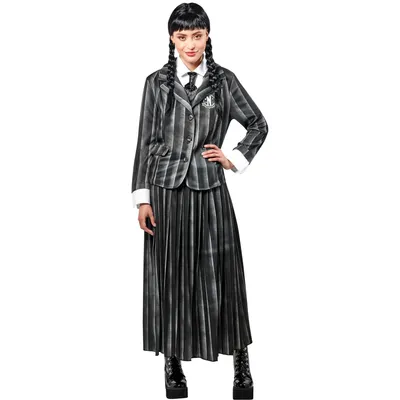 Productafbeelding van Woensdag - "Nevermore Academy" schooluniform - Kostuum - Damesmodel BN5816 (maat M) (zwart/wit/grijs)
