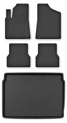 Image de Tapis en caoutchouc + bac de coffre pour Peugeot 2008 II 2019- (plancher bas) – 5 pièces, noirs, semi-universel, adapté