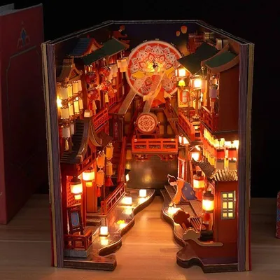 Produktbild von DIY Book Nook Imperium der Tang-Dynastie - 3D-Puzzle - 180 Teile - Miniaturhaus mit LED