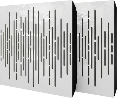Produktbild von 4er-Set Akustikpaneele WAVE Samt 50x50x5 cm, Weißer Kunststoff/Grau