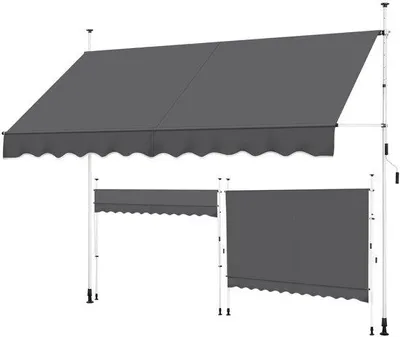 Produktbild von Luifel balkonluifel met handslinger zonwering in hoogte verstelbaar donkergrijs waterdicht frame 300x120cm