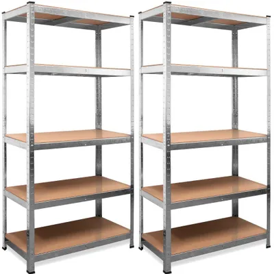 Produktbild von MONZANA® 2x těžký regál 180x90x40cm Upevňovací materiál 1750kg 10 MDF desek Sklepní regály Skladové regály Zásuvné regály Kovové regály Dílenské regály Stříbrná barva