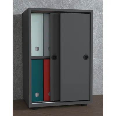 Produktbild von VCM Büroschrank mit 2 Fächern | moderner Aktenschrank mit Schiebetüren | Maße ca. H. 74 x B. 49 x T. 38 cm – Ulas 2-Fach