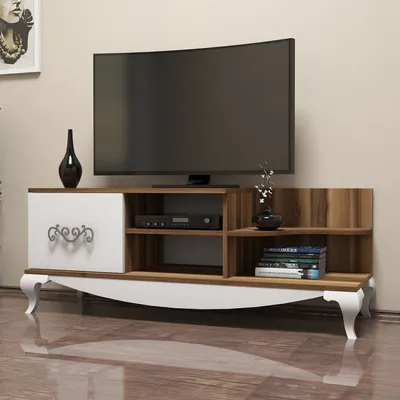 Image de Skye Decor, Sultan- Sultan DCH, couleur noyer, blanc, meubles TV, 50,6 x 130 x 45 cm, panneau de particules 100 % mélaminé