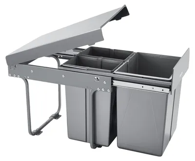 Immagine prodotto di VEVOR cestino estraibile per mobili da cucina (20+10+10 L) Cestino sotto il lavello, cestino da cucina per installazione sottolavello, con sistema di scorrimento in metallo a estrazione totale e maniglia