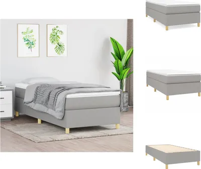Image de vidaXL Lit Boxspring Gris clair 90x190 cm Tissu - Lits et Sommiers