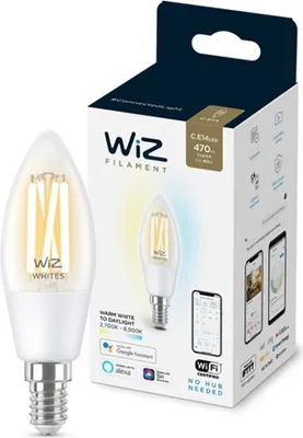 Obrázok produktu pre WiZ 8718699787196Z, Inteligentná žiarovka, Wi-Fi/Bluetooth, Biela, LED, E14, C35