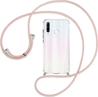 Produktbild von Handykette Backcover-Schutzhülle mit Band (Metall silberfarben) für Huawei P30 Lite - roségold