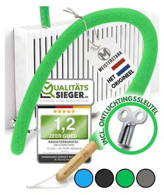 Produktbild von Heizkörperbürste Heizkörperreiniger Staubbürste - 115 cm - Flexibel - Waschbare Mikrofaser - Buchenholzgriff