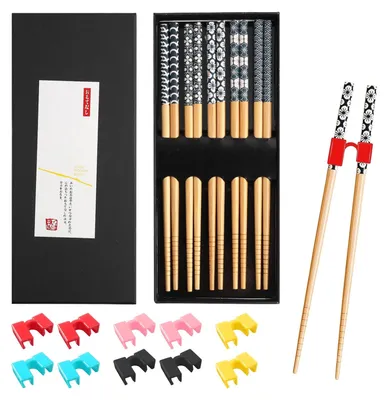 5er Set Sushi-Stäbchen aus Bambus, wiederverwendbar, 22,5 cm