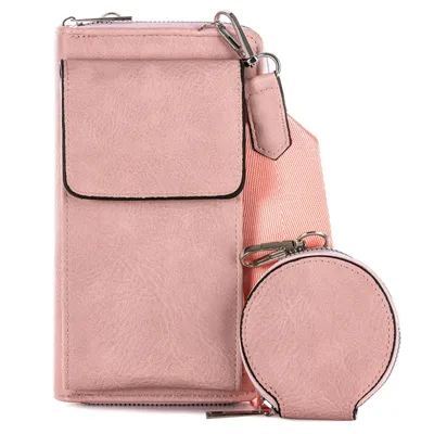 Produktbild von Damen Tasche Umhängetasche 2-Teilig Geldbörse Handytasche - Pink