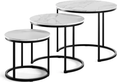 Produktbild von Couchtisch-Set Vicco Montreal Weiß/Schwarz 55 x 55 cm 3 Teile, Model 57928
