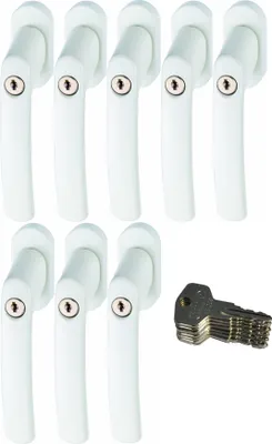 Produktbild von ABUS FG200 W SB abschließbarer Fenstergriff, weiß im Set 8 Stück