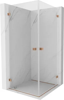 Image de Mexen Lunar-B Duo cabine de douche pivotante 100 x 100 cm, transparent, cuivre brossé - 832-100L-100P-65-00
