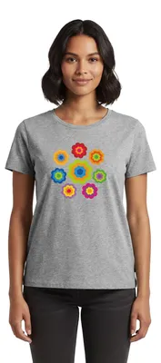 Produktbild von Spreadshirt 70er Jahre Hippie Flower Power Kostüm Blumen Fasching Frauen Premium T-Shirt, XS, Grau meliert