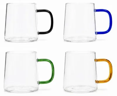 Produktbild von 4er Set Glastassen 290 ml Borosilikatglas Kaffeetasse Teegläser Bunt