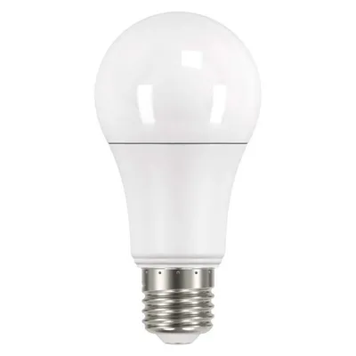 A white LED light bulb with a silver screw base, isolated on a white background.