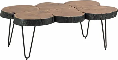 Produktbild von Couchtisch BAGLI Massiv-Holz Akazie 115 cm breit Wohnzimmer-Tisch Design Metallbeine Landhaus-Stil Beistelltisch