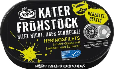 Produktbild von APPEL Katerfrühstück MSC Heringsfilets in Senf-Sauce 200g