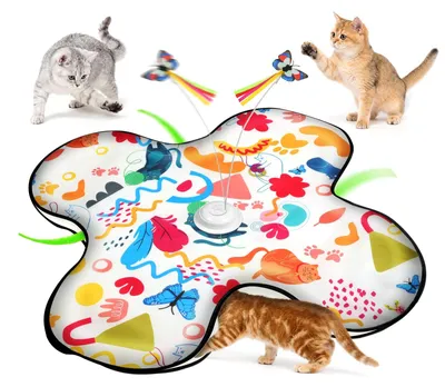 Interaktives Katzenspielzeug, 360° Bewegung, 3 Geräusche, USB