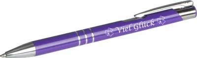 Produktbild von Kugelschreiber mit Gravur "Viel Glück" / aus Metall / Farbe: violett